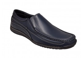 Pantofi barbati casual din piele naturala cu elastic Bleumarin, GKR82BLU